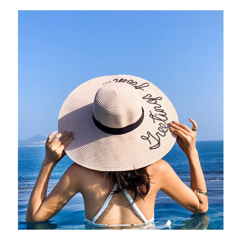 Beach hat summer big brim letters