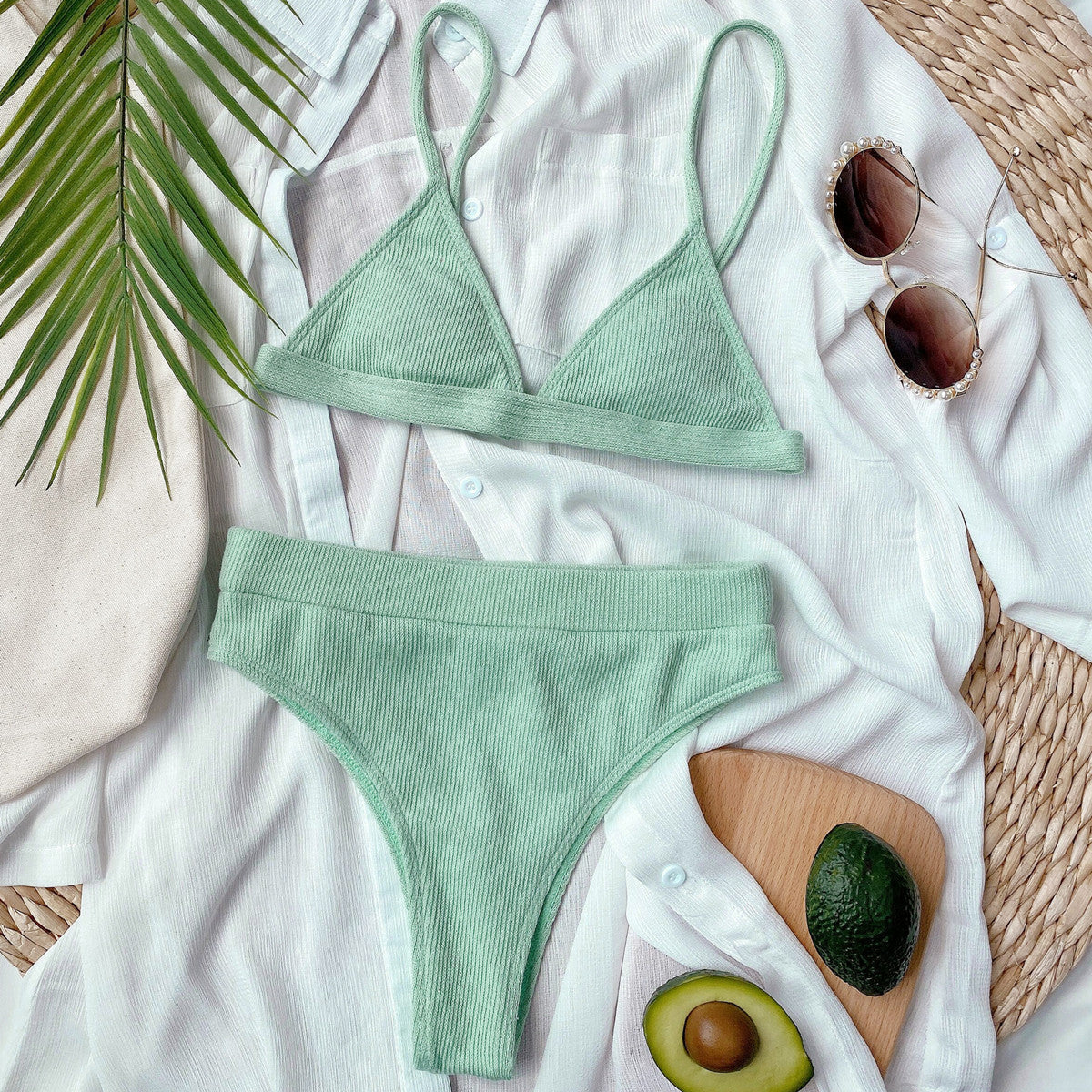 Bikini Set -Spaghetti Strap Ribbed