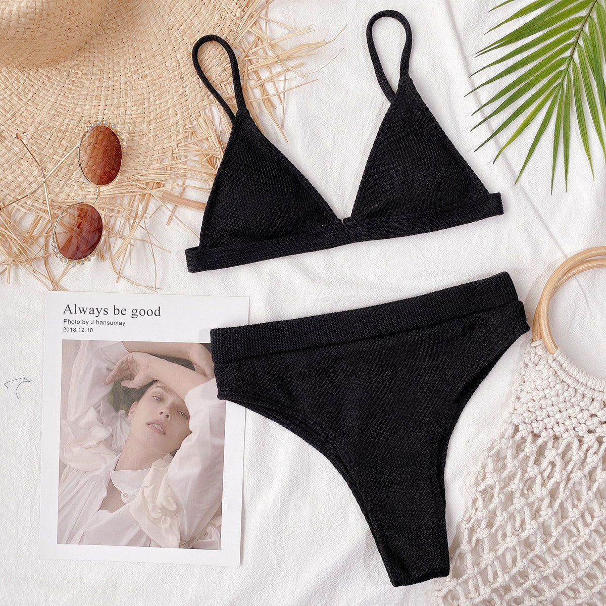 Bikini Set -Spaghetti Strap Ribbed