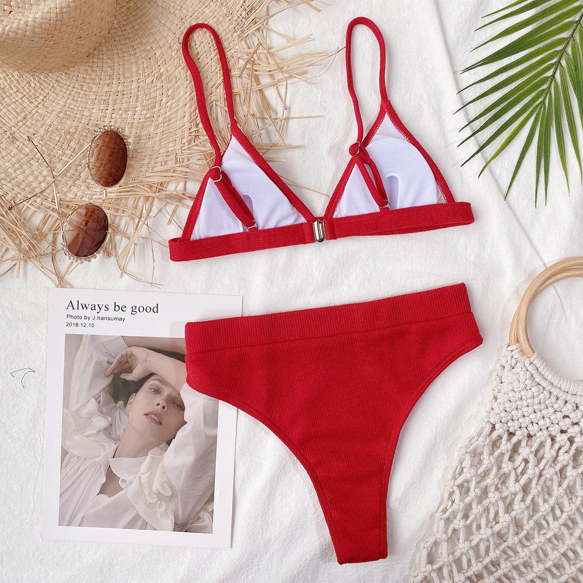 Bikini Set -Spaghetti Strap Ribbed