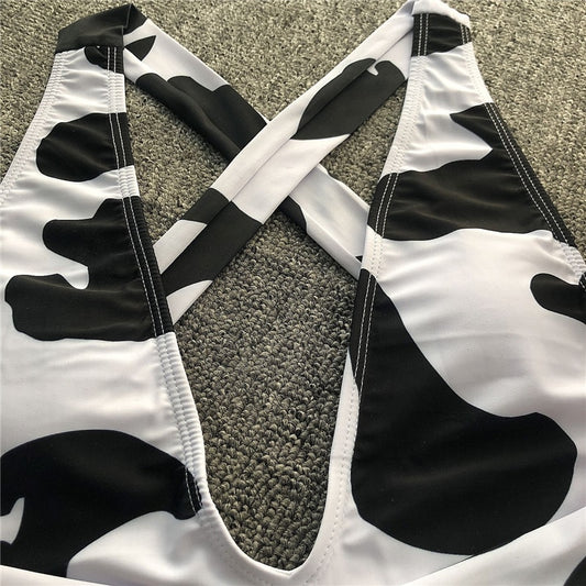 Black & white One-Piece Swimsuit High Waist