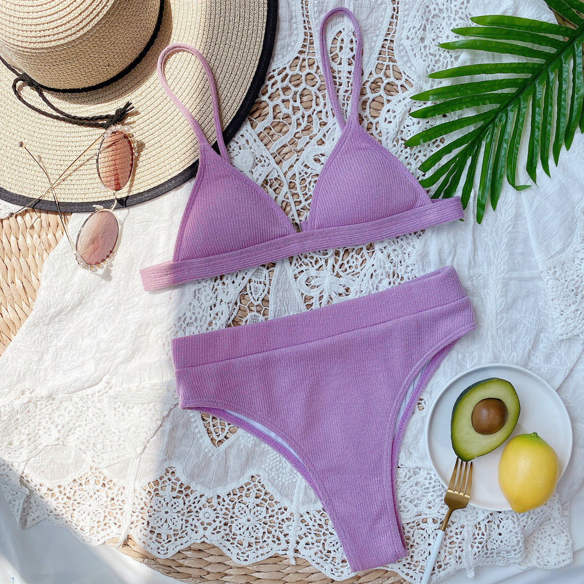 Bikini Set -Spaghetti Strap Ribbed
