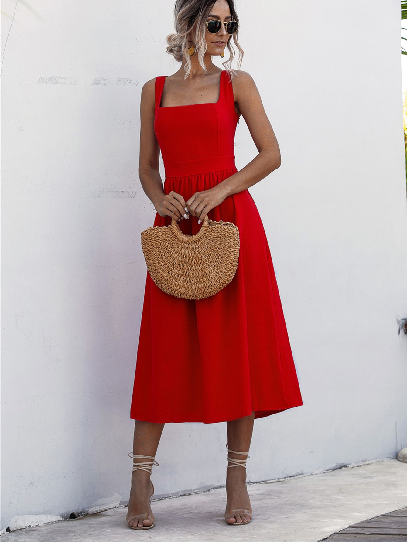 Square Neck Midi Dress