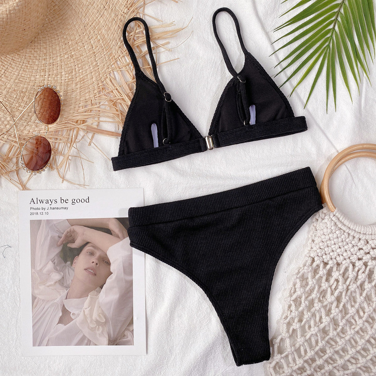 Bikini Set -Spaghetti Strap Ribbed