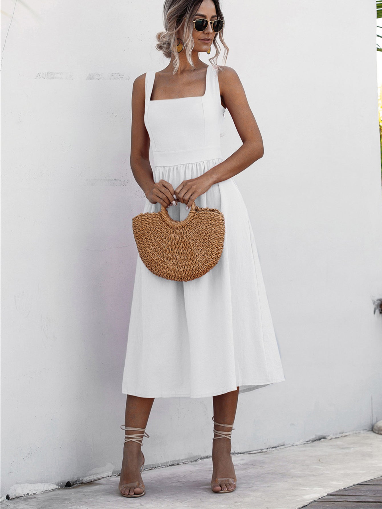 Square Neck Midi Dress