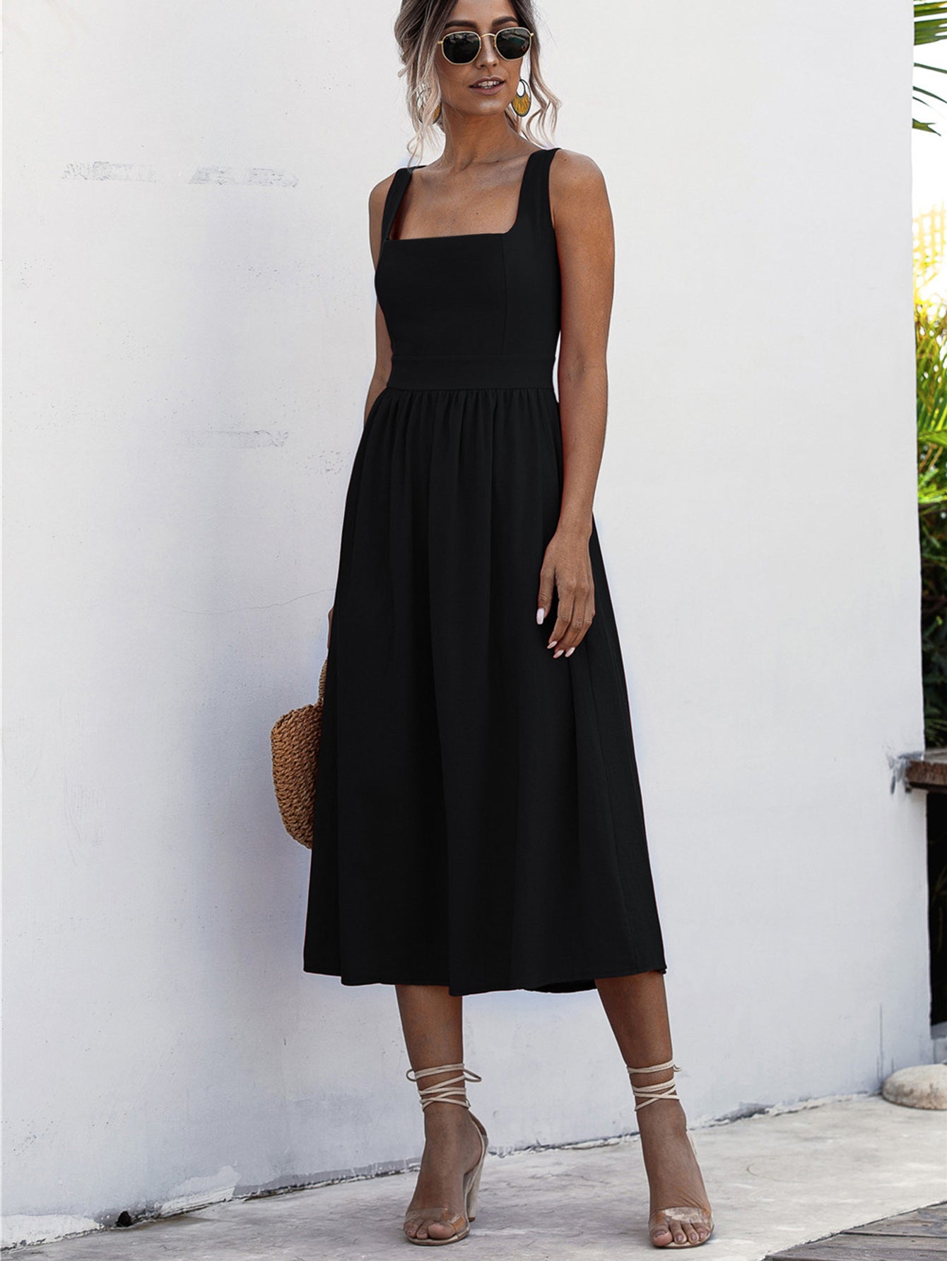 Square Neck Midi Dress