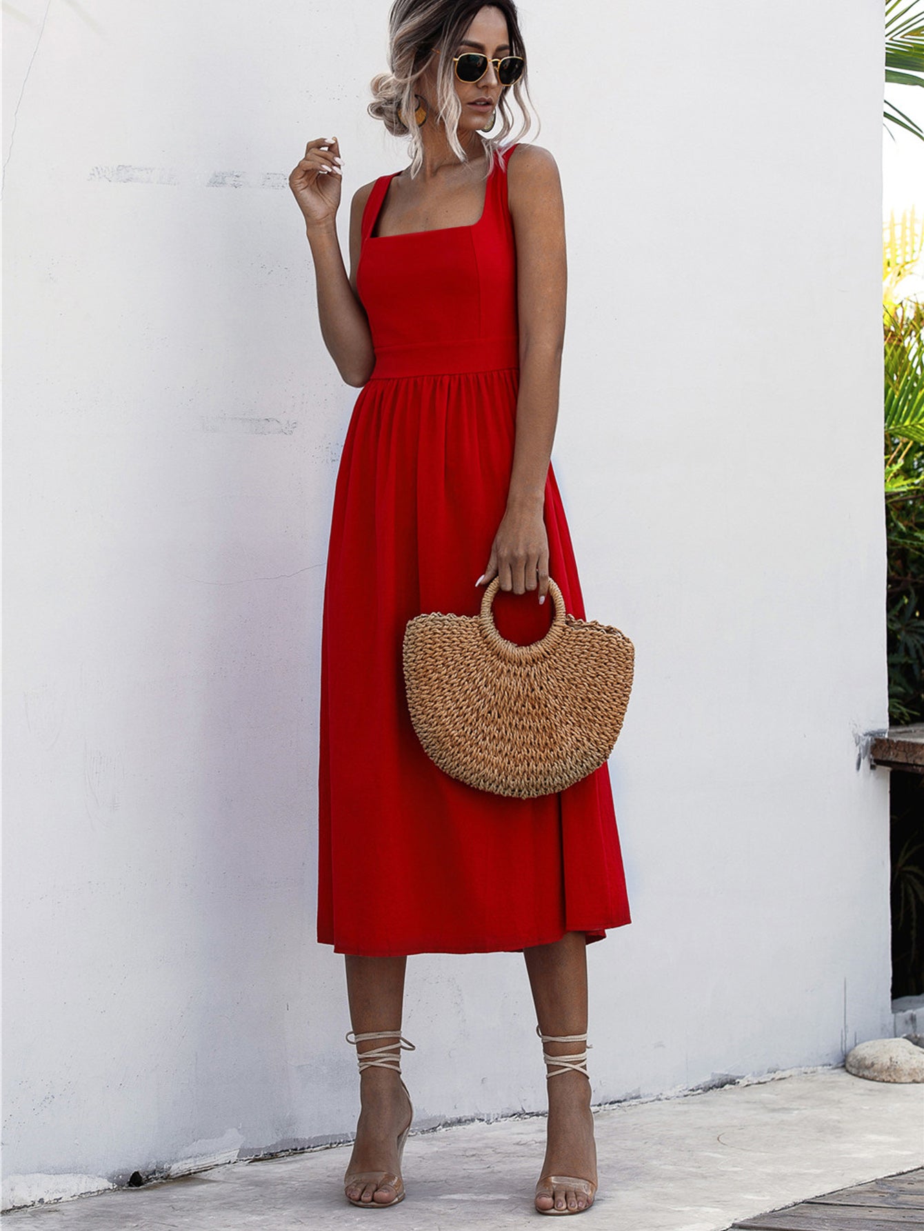 Square Neck Midi Dress